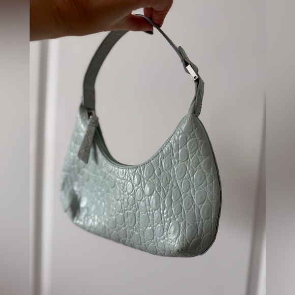 By Far Baby Amber Croc Embossed Leather Mini Shoulder Bag